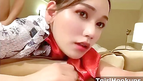 Asian ladyboy maid gets fucked in the ass by her boss