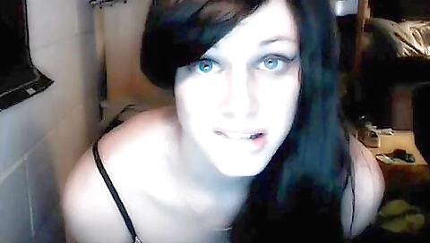 Busty brunette teen with a big booty takes a dildo