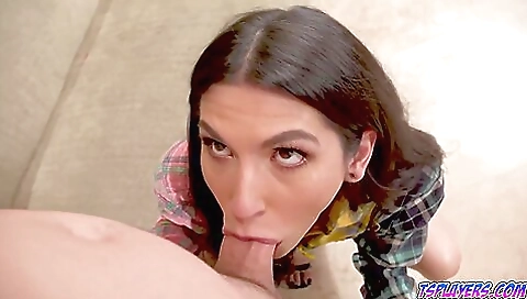 Brunette babe fucks with her black buddy on the bed