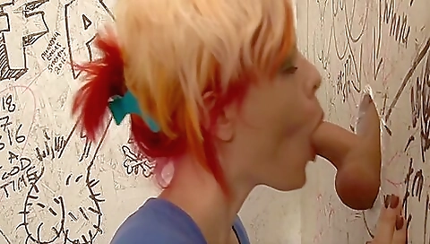 Blonde trans slut with big tits fucking a huge dick