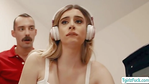 Gorgeous blonde girl is doing anal with her boyfriend