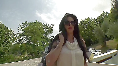 Milf gets her asshole filled with cum while outdoors