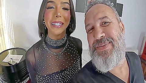 Petite brunette with a tattooed booty wears lingerie